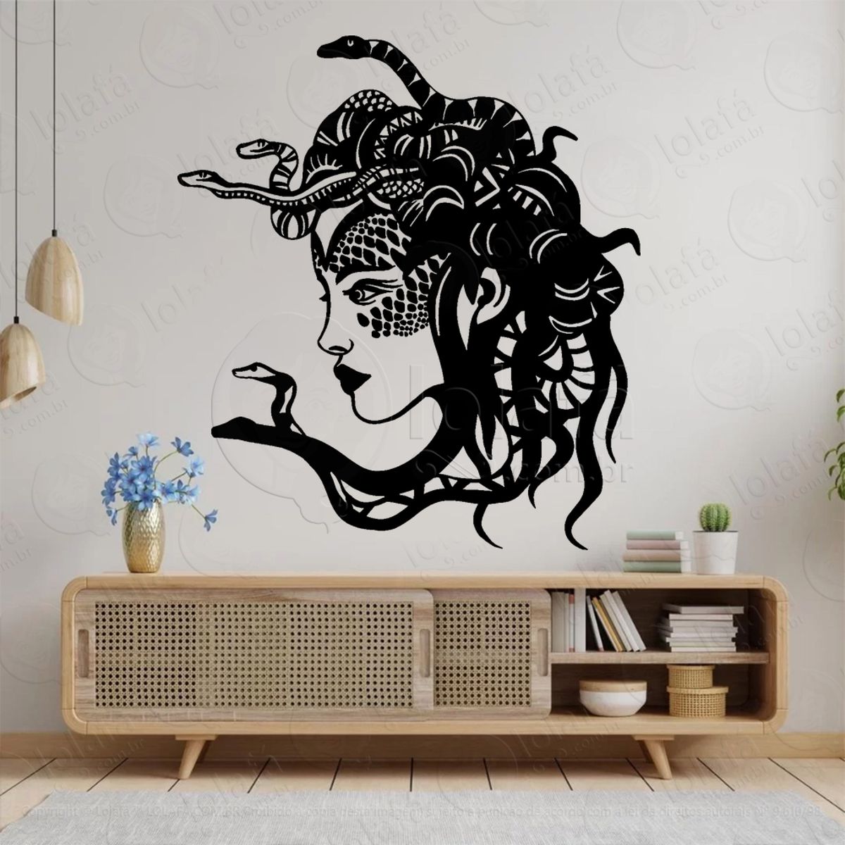 Medusa Mulher Serpente Bruxaria Adesivo de Parede Decorativo para Casa, Sala, Quarto, Vidro e Altar Ocultista Mod:305