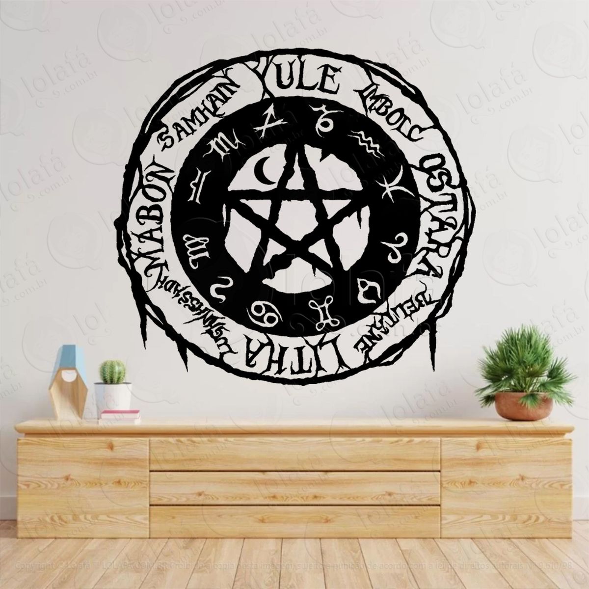 Roda do Ano Bruxaria Wicca Adesivo de Parede Decorativo para Casa, Sala, Quarto, Vidro e Altar Ocultista Mod:307