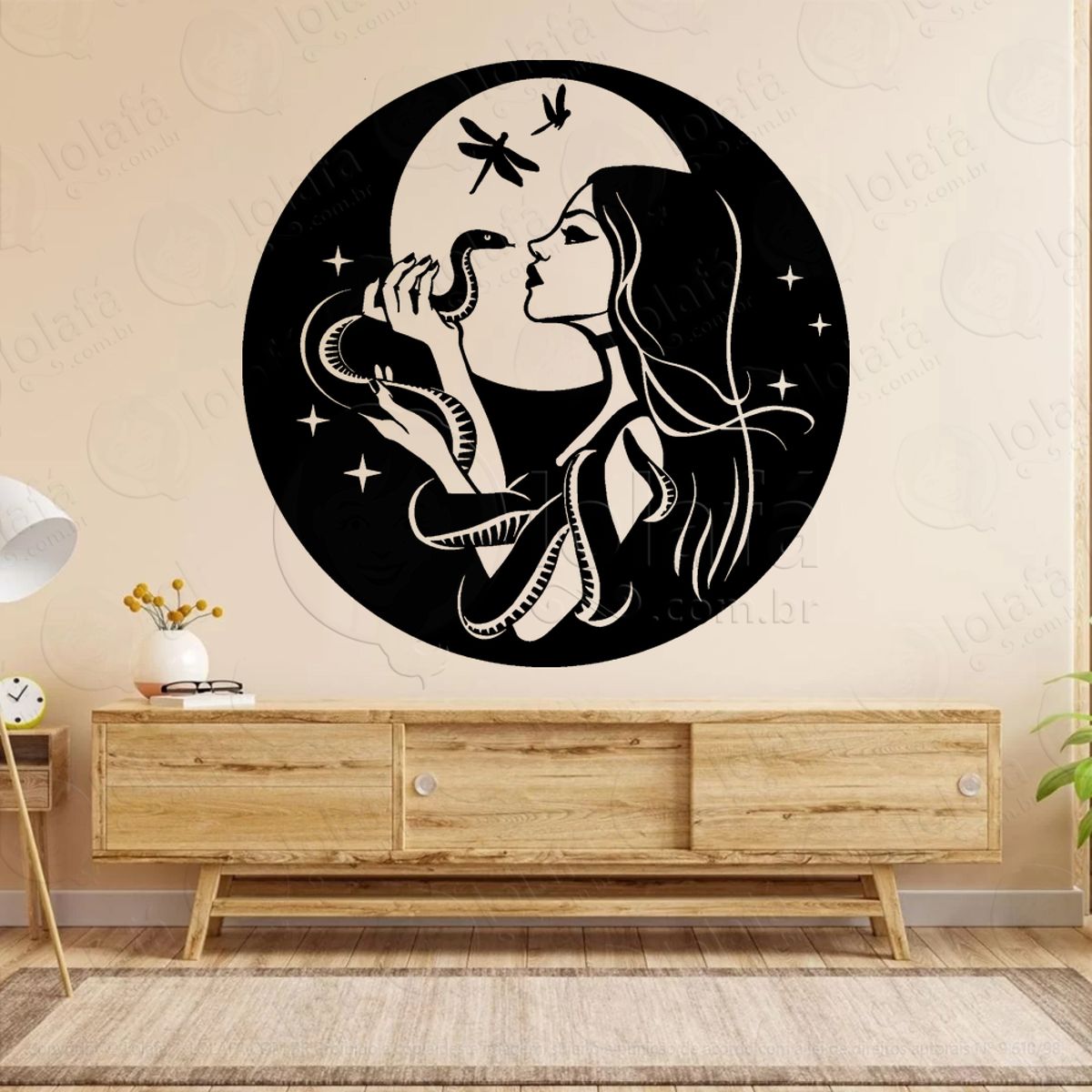Mulher Bruxa com Serpente Adesivo de Parede Decorativo para Casa, Sala, Quarto, Vidro e Altar Ocultista Mod:309