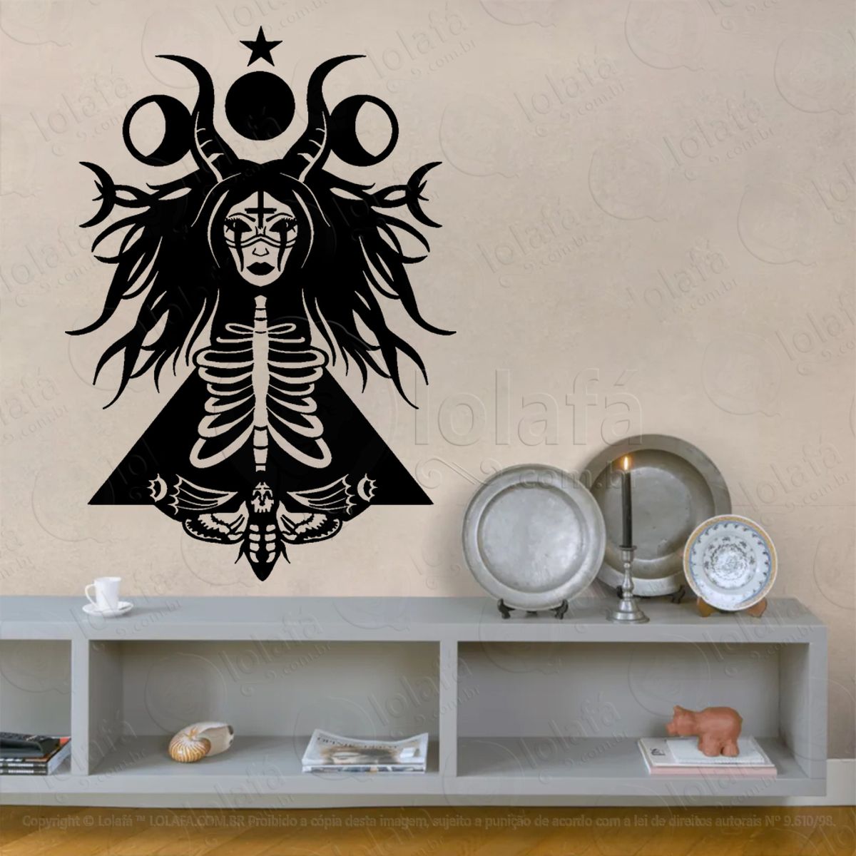 Mulher Bruxa Altar Adesivo de Parede Decorativo para Casa, Sala, Quarto, Vidro e Altar Ocultista Mod:311