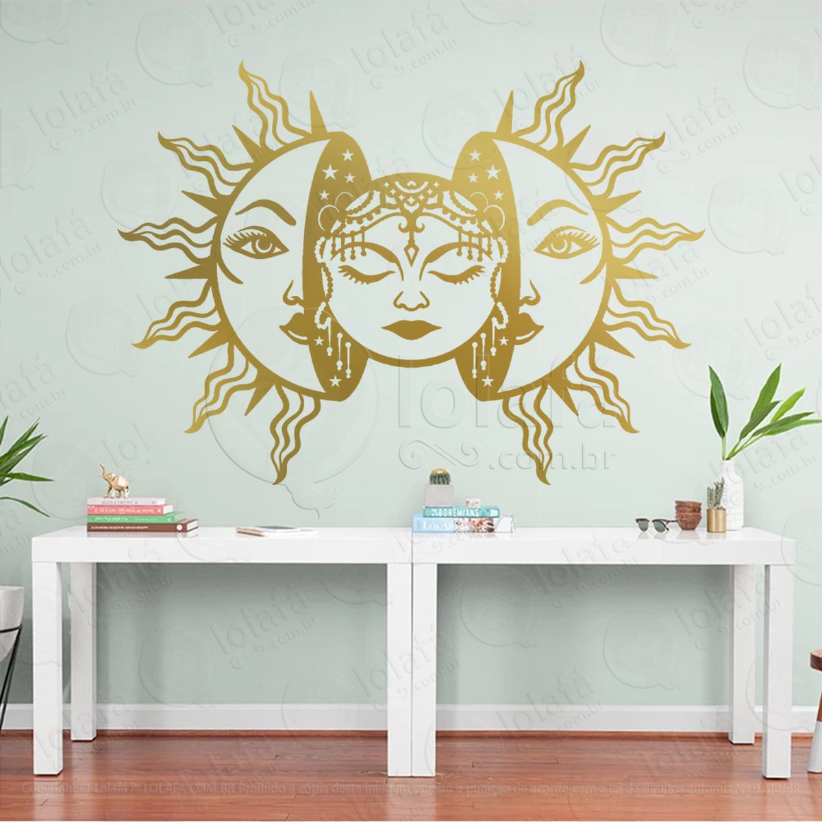 Sol e Lua Mistério Paganismo Esotérico Adesivo de Parede Decorativo para Casa, Sala, Quarto, Vidro e Altar Ocultista Mod:312