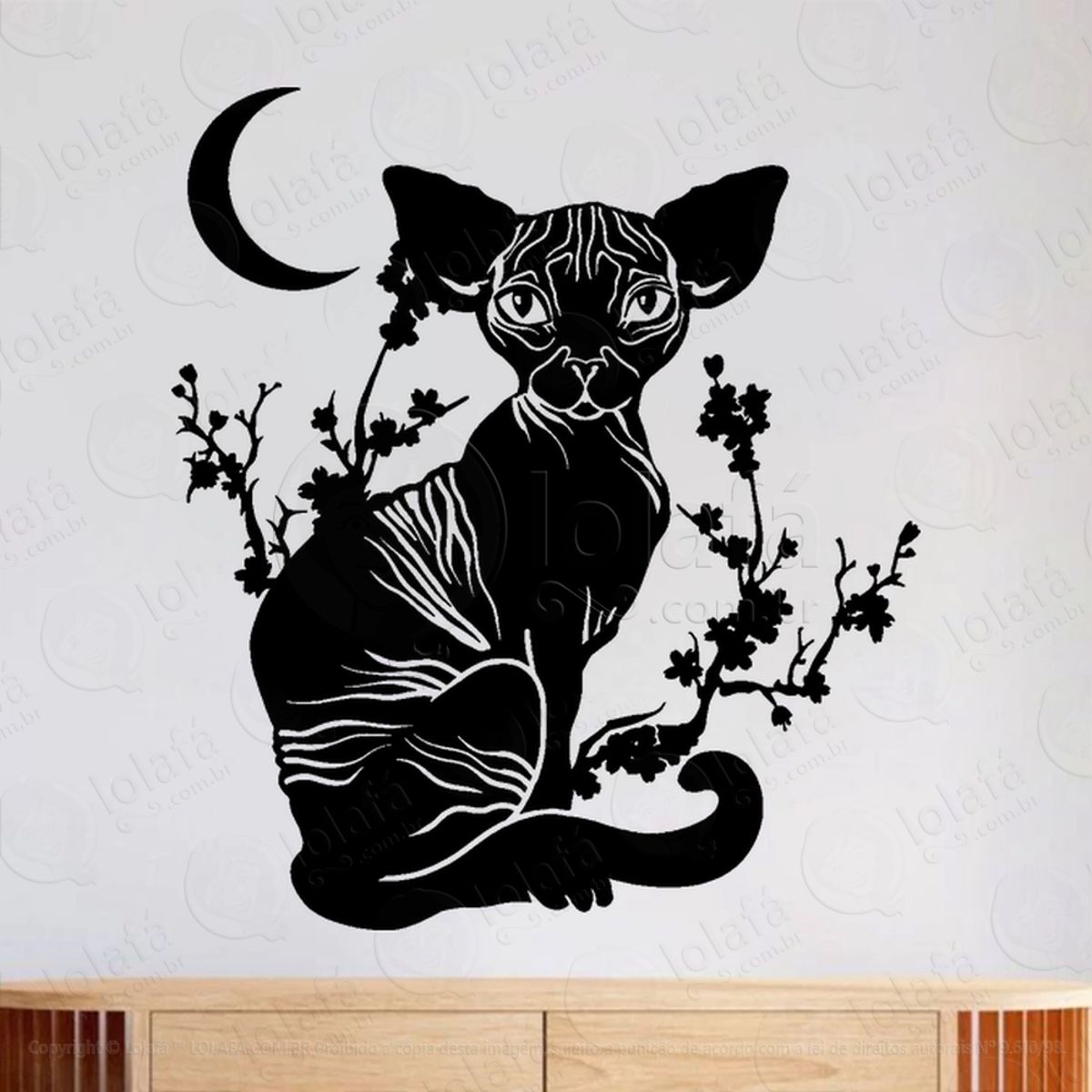 Sphynx Gato de Bruxa Altar Adesivo de Parede Decorativo para Casa, Sala, Quarto, Vidro e Altar Ocultista Mod:313