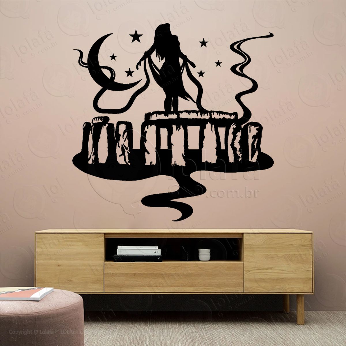 Stonehenge Bruxa Ritual Adesivo de Parede Decorativo para Casa, Sala, Quarto, Vidro e Altar Ocultista Mod:314