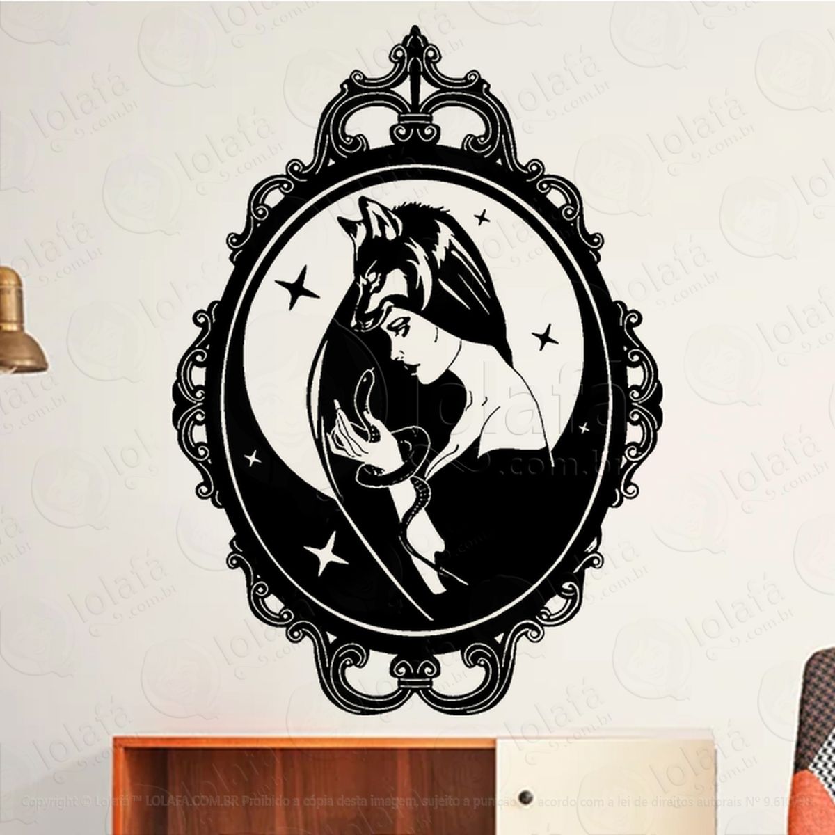 Mulher Bruxa Wicca Adesivo de Parede Decorativo para Casa, Sala, Quarto, Vidro e Altar Ocultista Mod:315