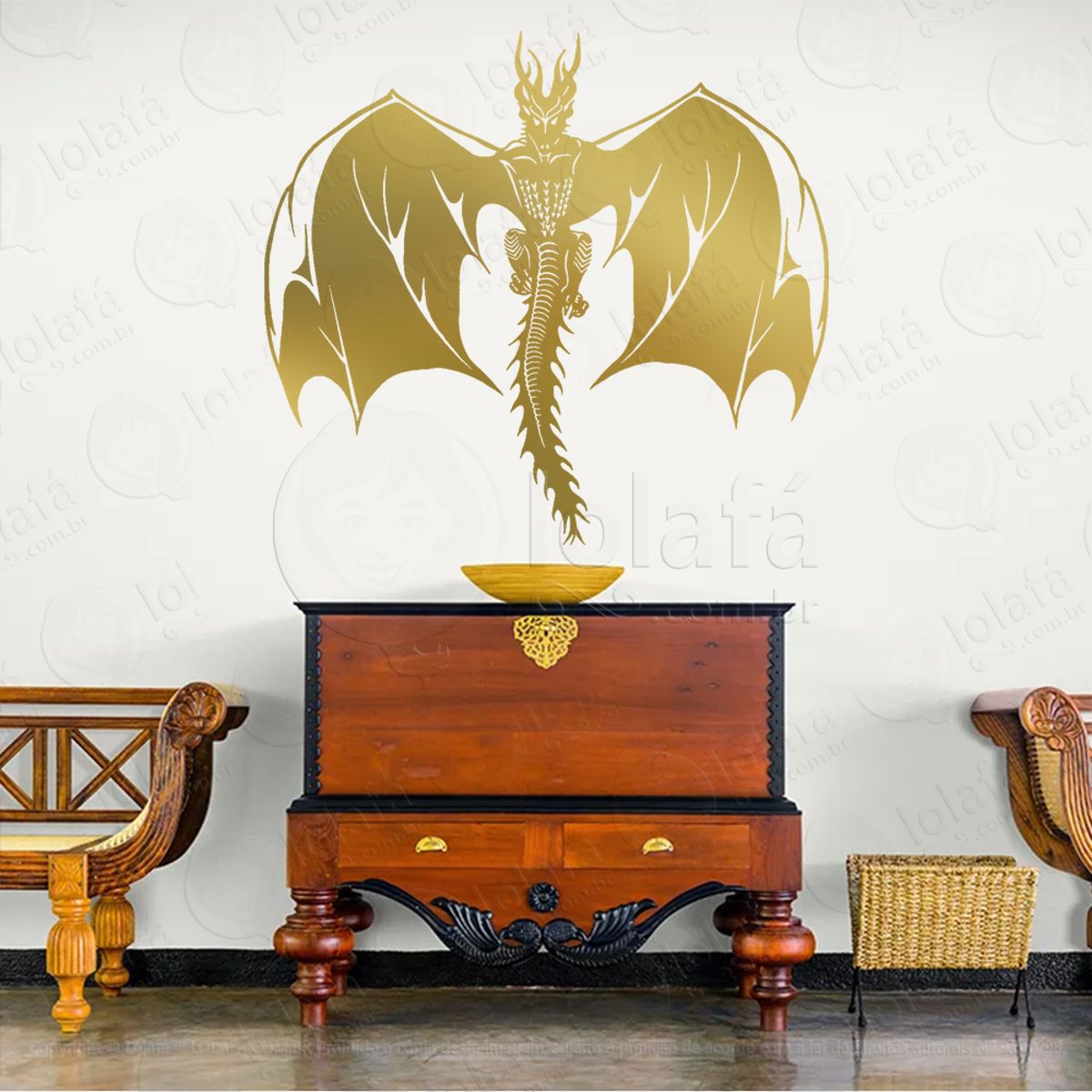 Dragão Altar Draconiano Witch Dragon Adesivo de Parede Decorativo para Casa, Sala, Quarto, Vidro e Altar Ocultista Mod:321