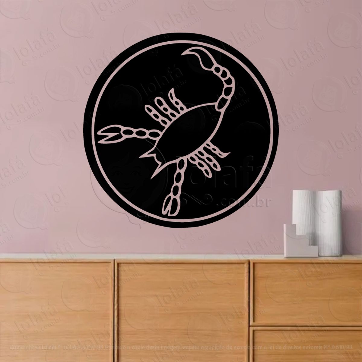 Mandala Signo de Escorpião Astrologia Scorpio Adesivo de Parede Decorativo para Casa, Sala, Quarto, Vidro e Altar Ocultista Mod:323
