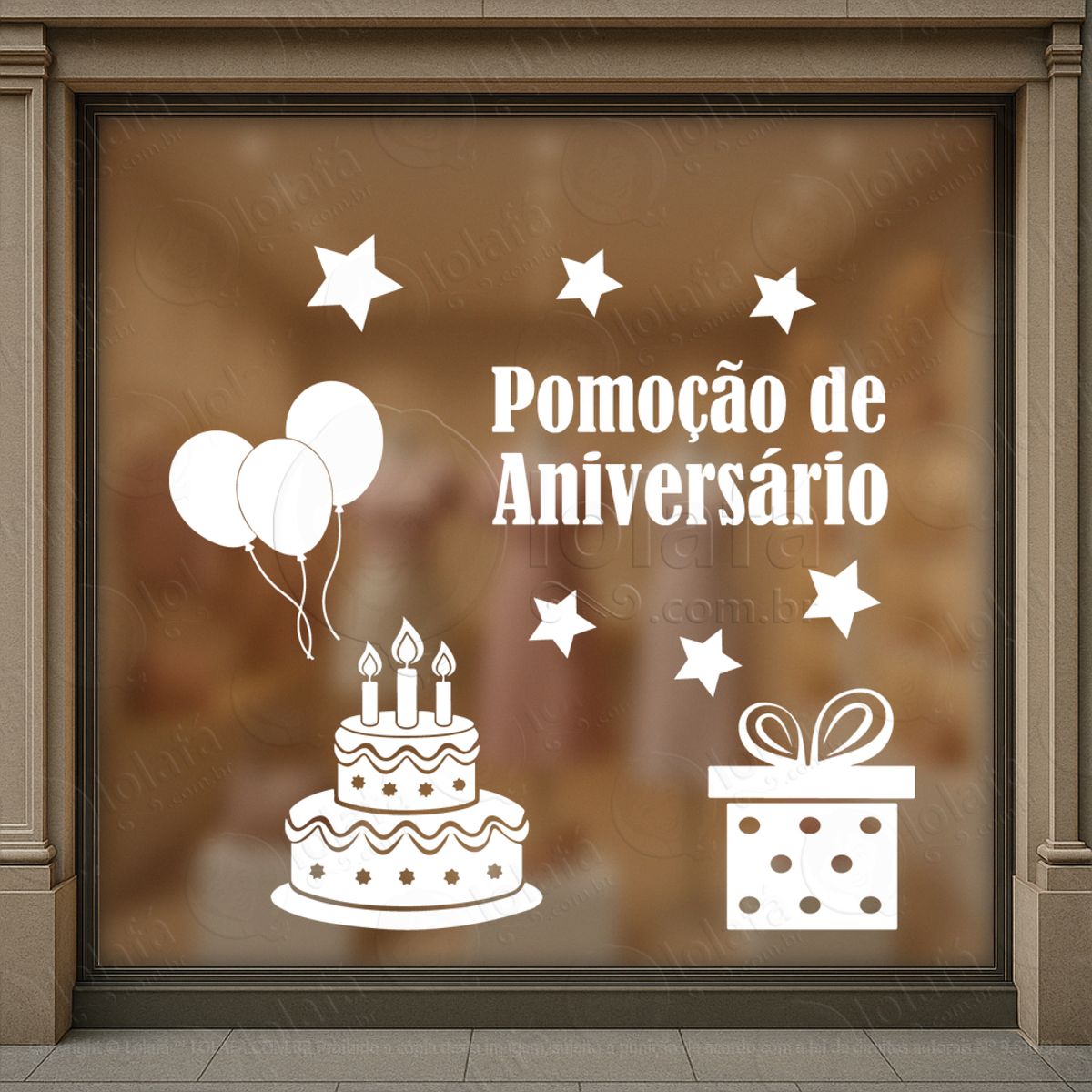 promoção de aniversário loja shopping adesivos para vitrine mod:8