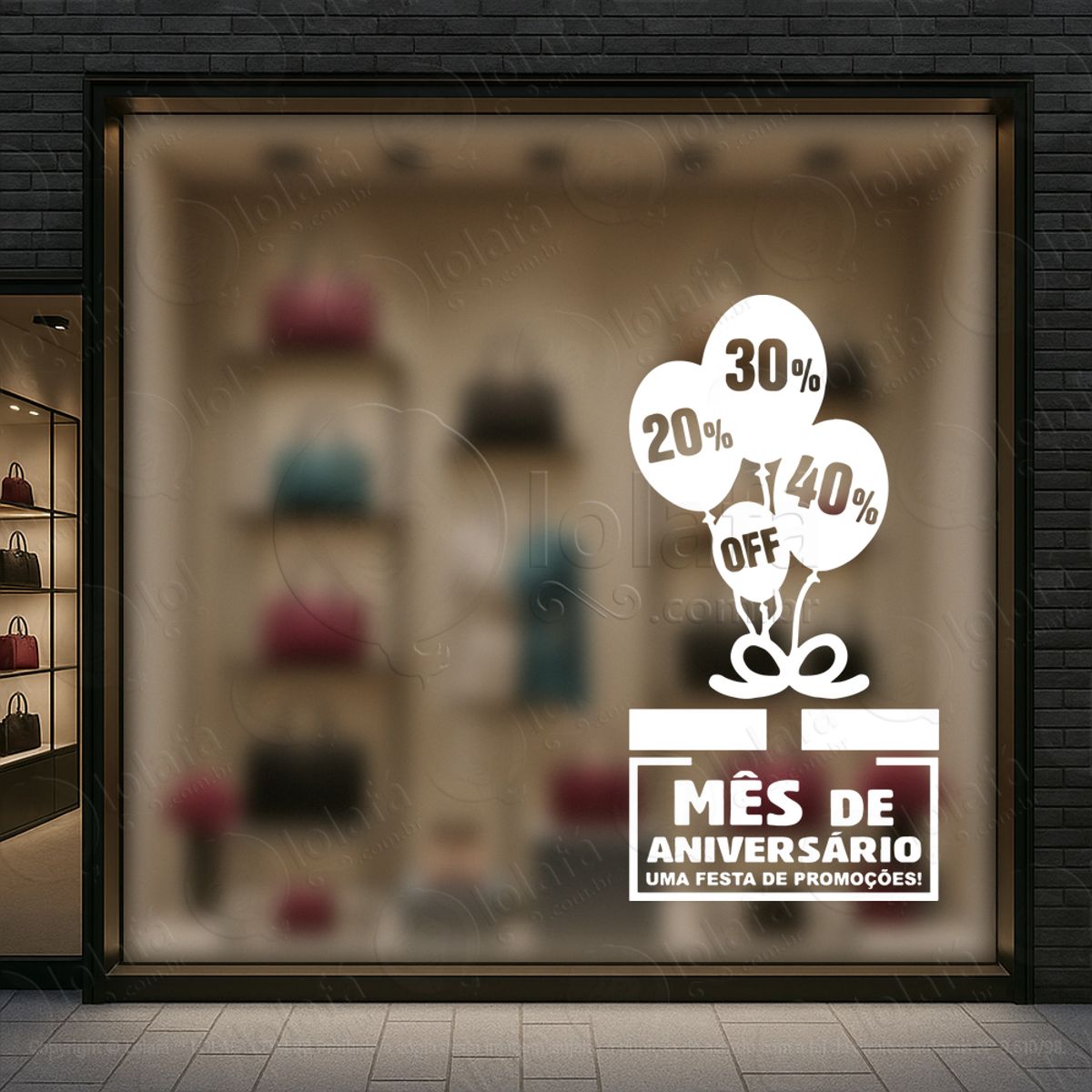 mês de aniversário loja shopping adesivos para vitrine mod:9