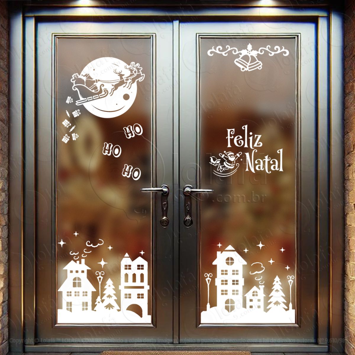 Papai Noel Voando pela Cidade Adesivos De Natal Mod:16