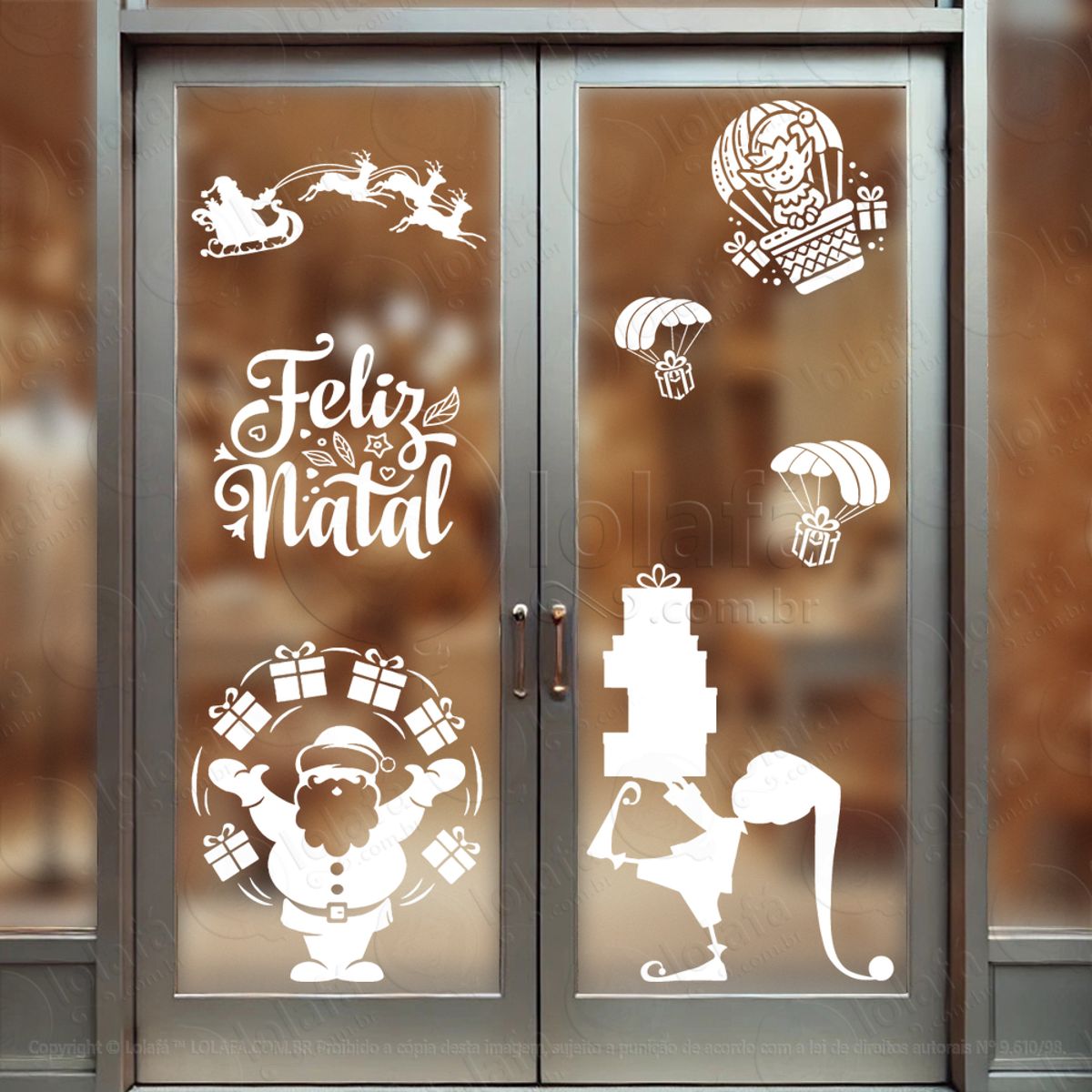 Papai Noel e Duende Adesivos De Natal Mod:17