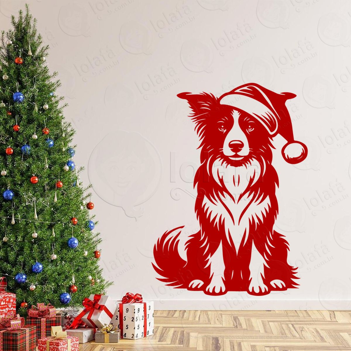Cachorro com Gorro Adesivos De Natal Mod:19