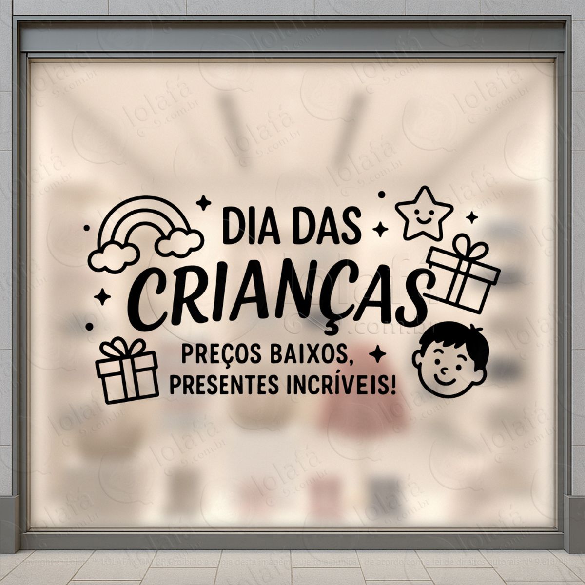 Preços Baixos Presentes Incríveis Adesivos Para Vitrine Dia Das Crianças Mod:70