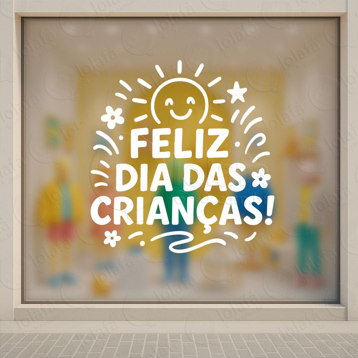 Feliz Dia das Crianças Decoração Loja Adesivos Para Vitrine Dia Das Crianças Mod:75