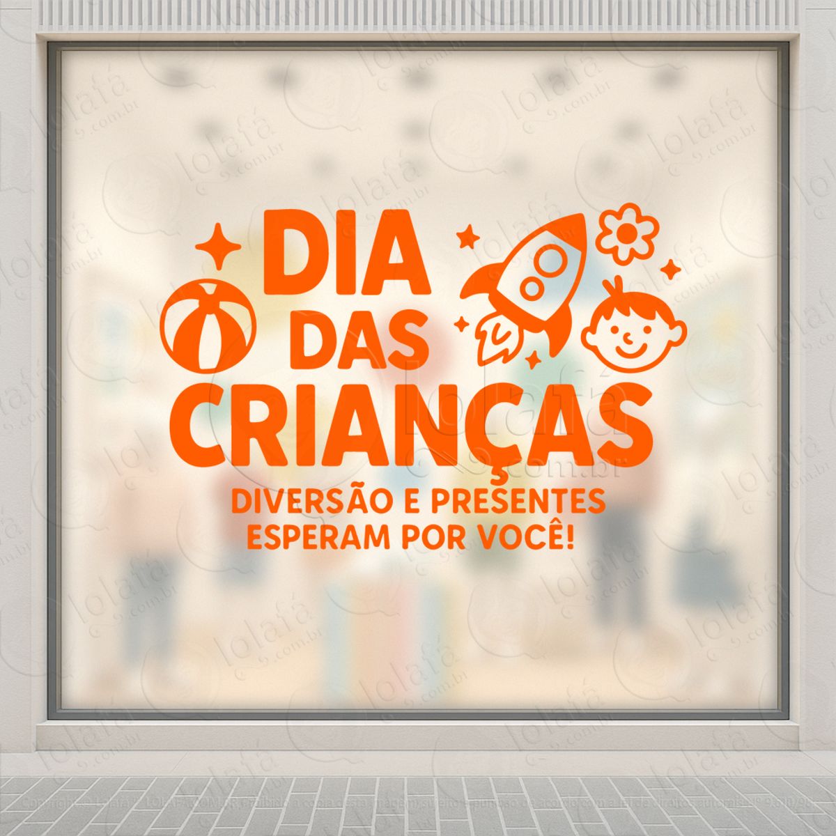 Diversão e Presentes Esperam por Você Adesivos Para Vitrine Dia Das Crianças Mod:80