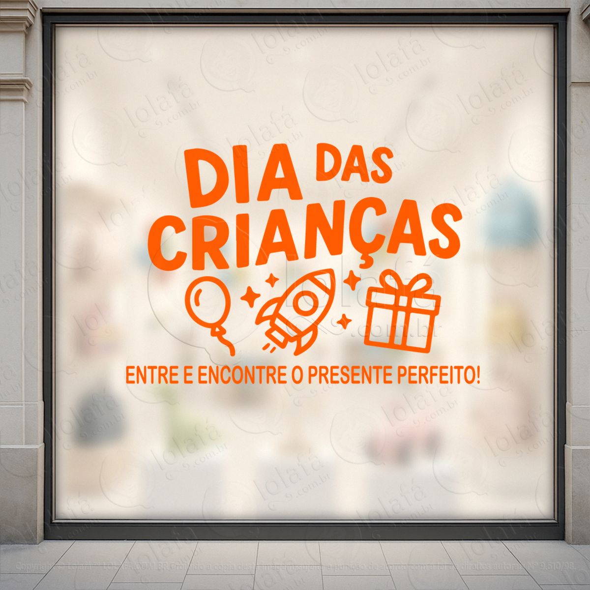 Entre e Encontre o Presente Perfeito Adesivos Para Vitrine Dia Das Crianças Mod:82