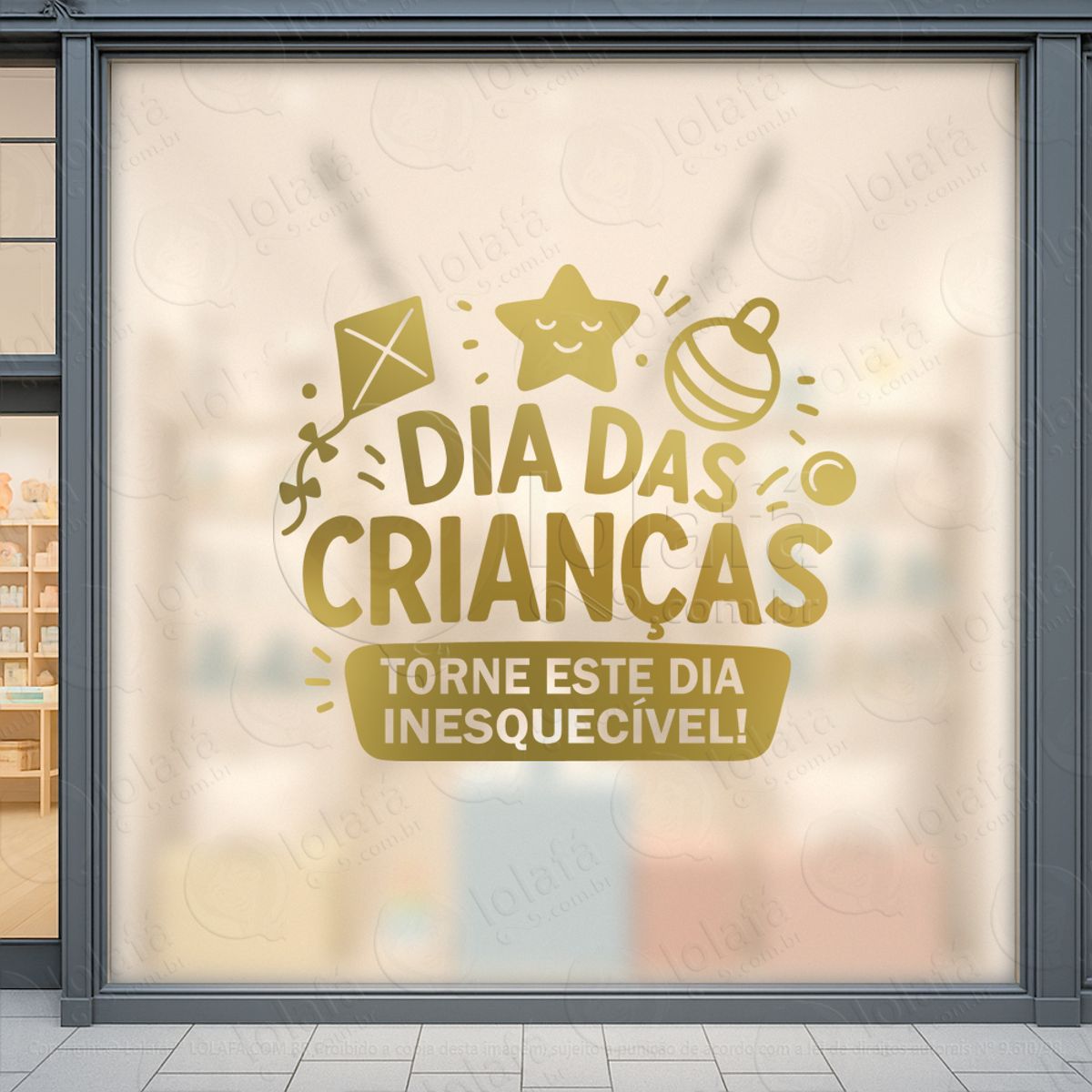 Torne Este Dia Inesquecível Adesivos Para Vitrine Dia Das Crianças Mod:85