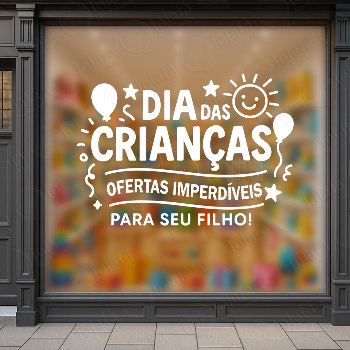 Ofertas Imperdíveis Para seu Filho Adesivos Para Vitrine Dia Das Crianças Mod:97