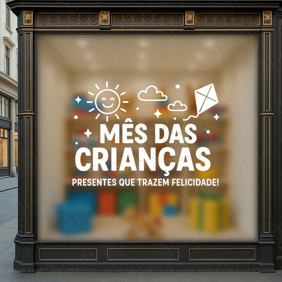 Presentes que Trazem Felicidade Adesivos Para Vitrine Dia Das Crianças Mod:100