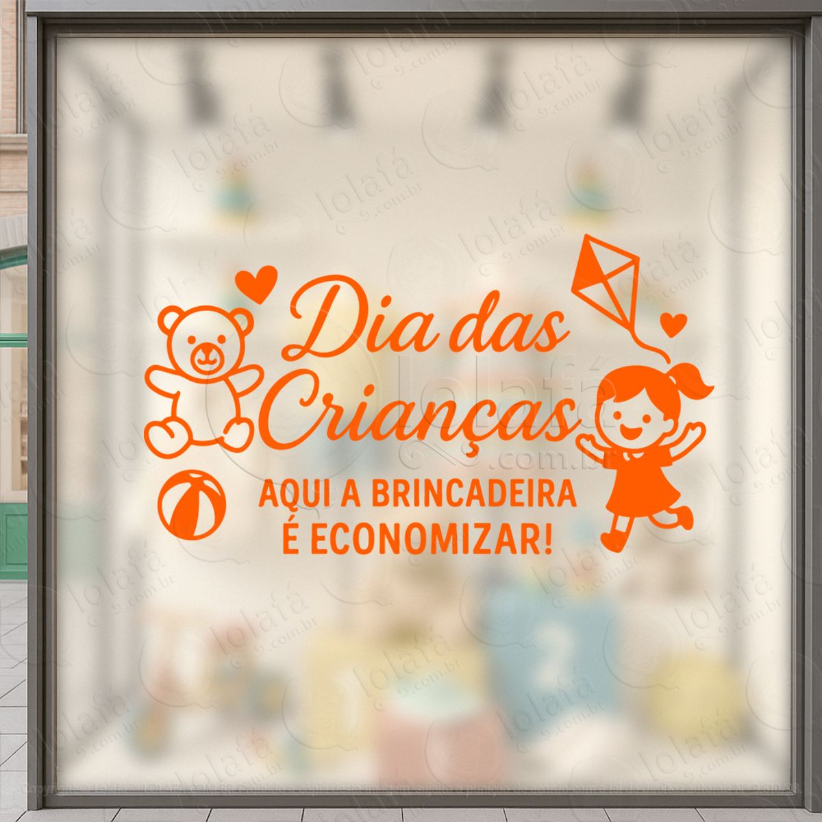 Aqui a Brincadeira é Economizar Adesivos Para Vitrine Dia Das Crianças Mod:106