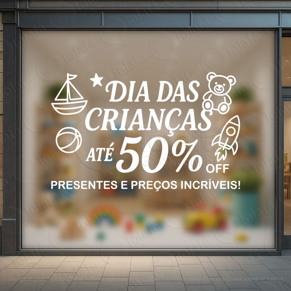 Até 50% Promocional Adesivos Para Vitrine Dia Das Crianças Mod:115