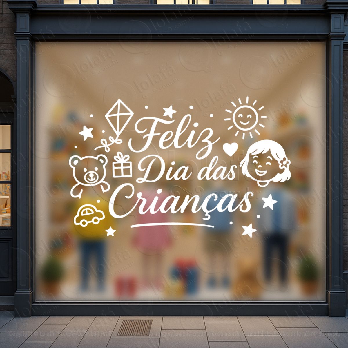 Feliz Dia das Crianças Decoração Loja Adesivos Para Vitrine Dia Das Crianças Mod:118