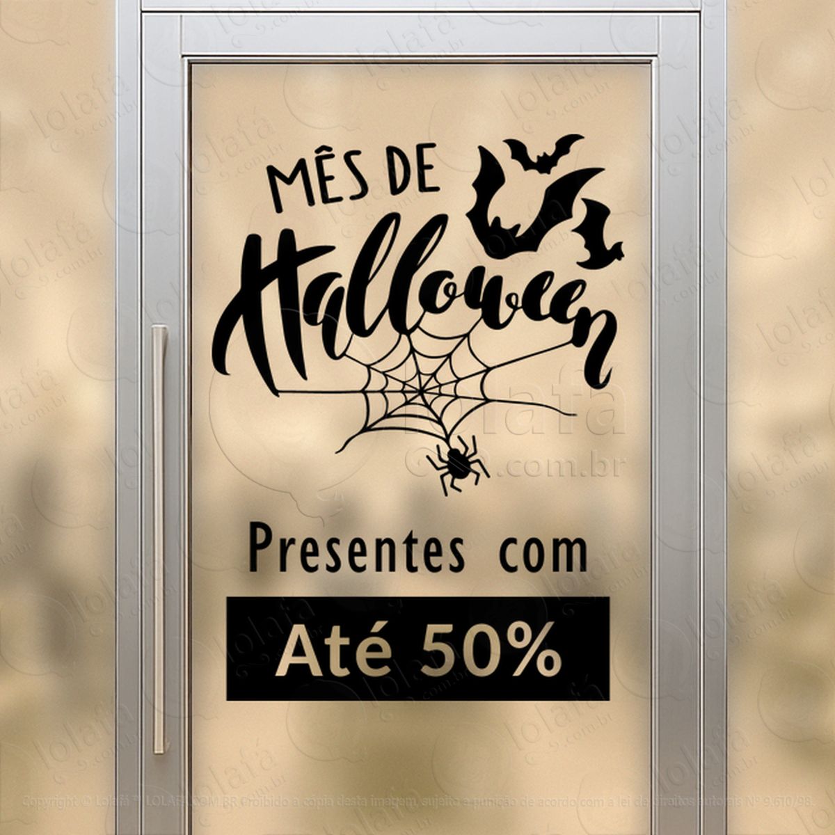 Presentes com Até 50% Adesivos Para Vitrine Halloween Mod:150
