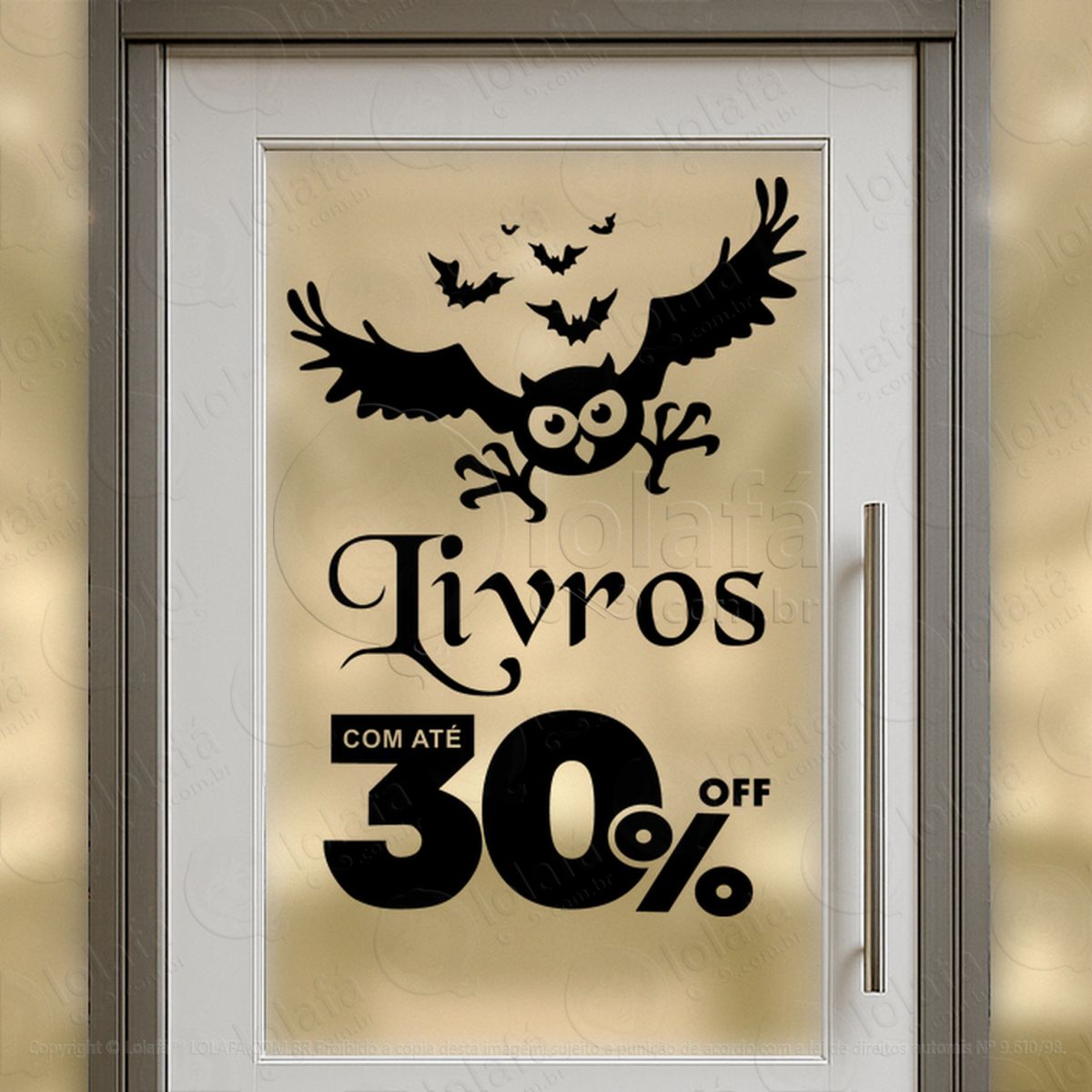 Livros 10% 20% 30% Promocional Adesivos Para Vitrine Halloween Mod:167