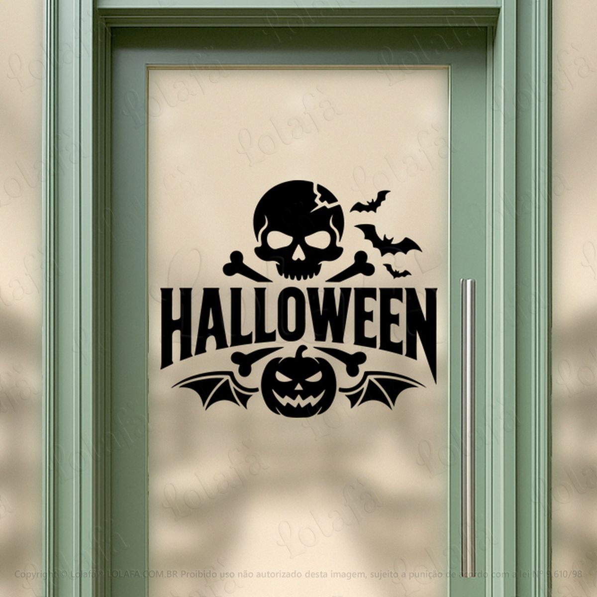 Caveira e Abóbora Dia das Bruxas Adesivos Para Vitrine Halloween Mod:184