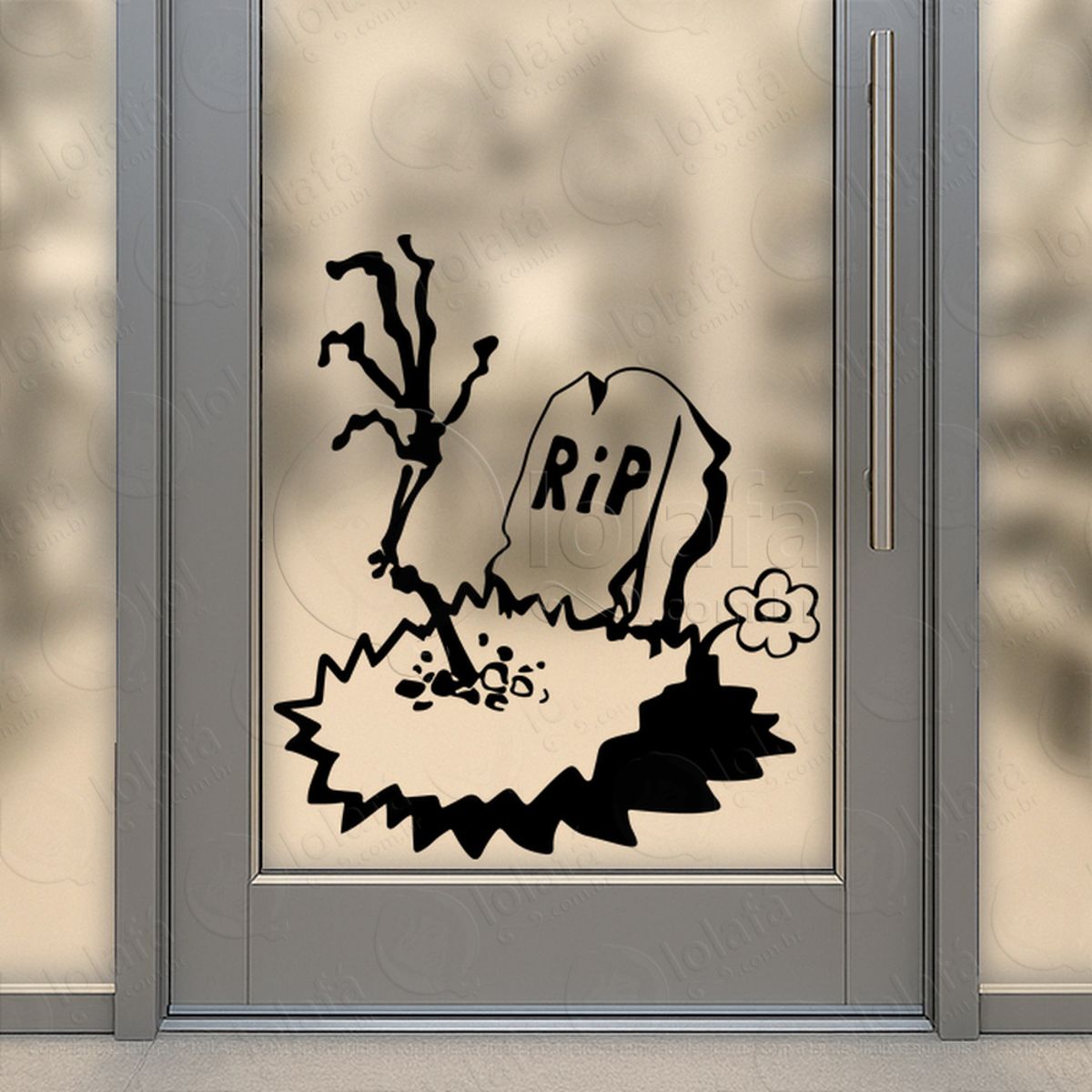 Cenário Túmulo Zombie Adesivos Para Vitrine Halloween Mod:185
