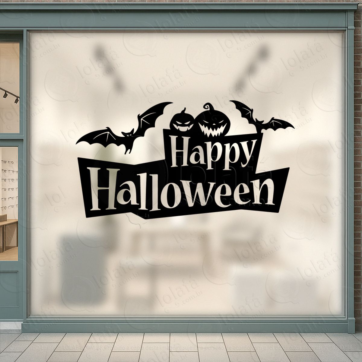 Happy Halloween Loja Fachada Adesivos Para Vitrine Halloween Mod:190