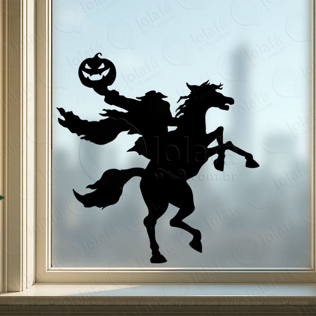 Cavaleiro sem Cabeça Dia das Bruxas Adesivos Para Vitrine Halloween Mod:194