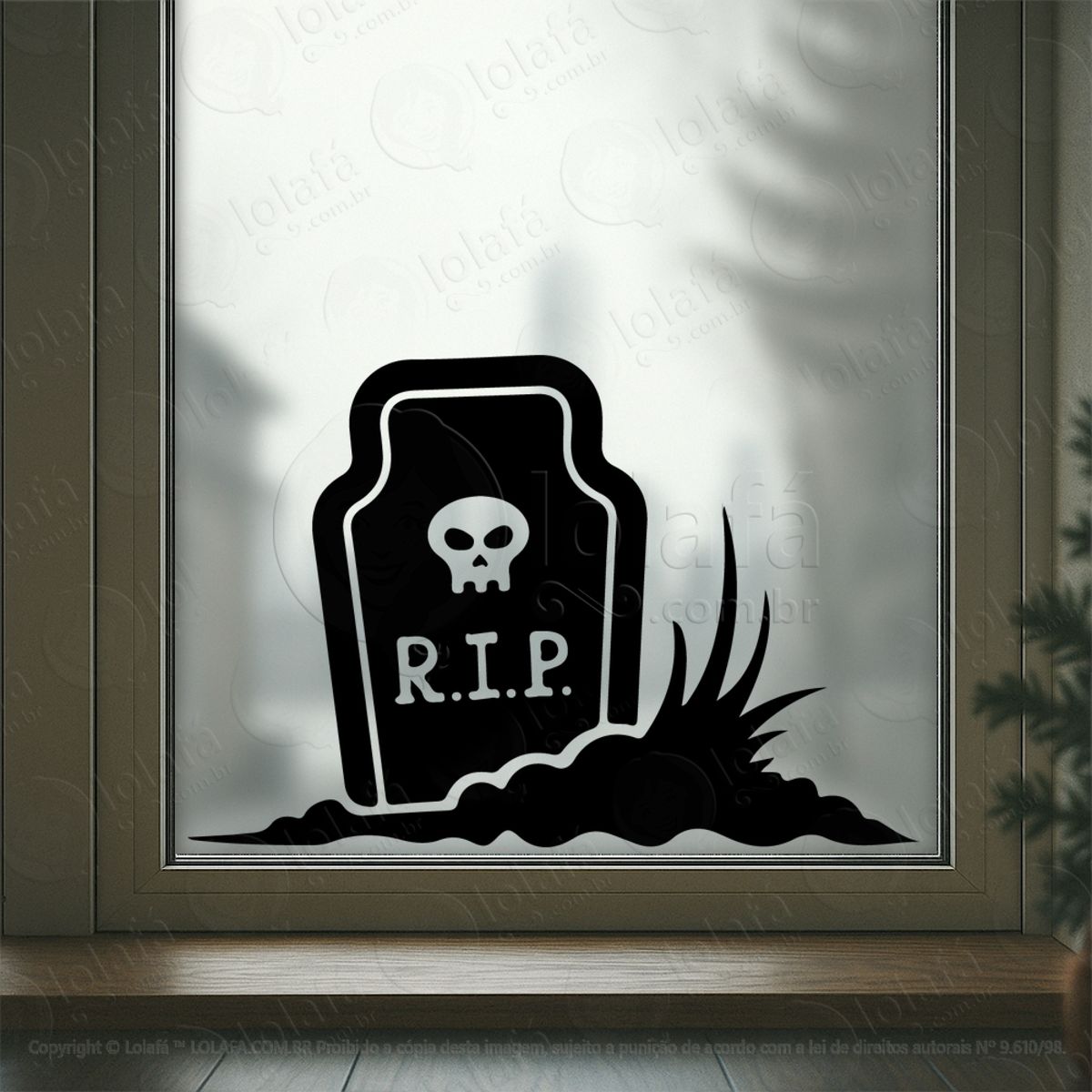 Cenário Túmulo Dia das Bruxas Adesivos Para Vitrine Halloween Mod:196