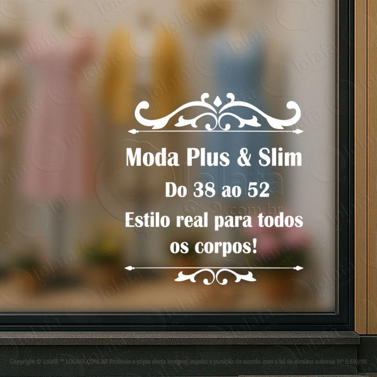 moda plus e slim loja roupa fachada adesivos para vitrine mod:224