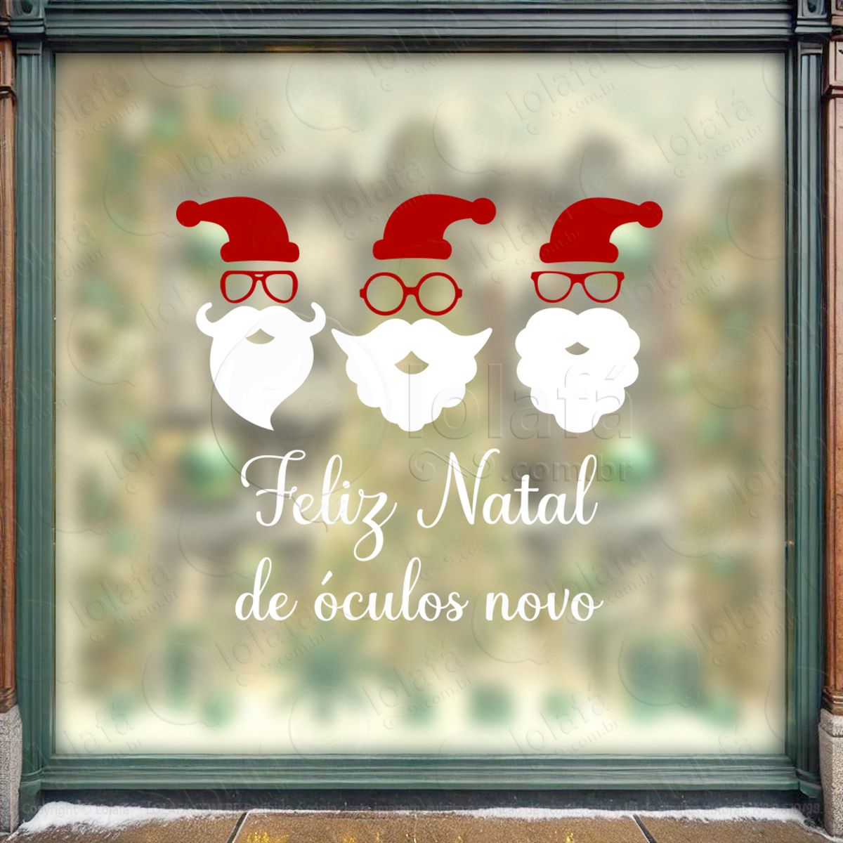Frase Feliz Natal de Óculos Novo Adesivos Para Vitrine Ótica Mod:371