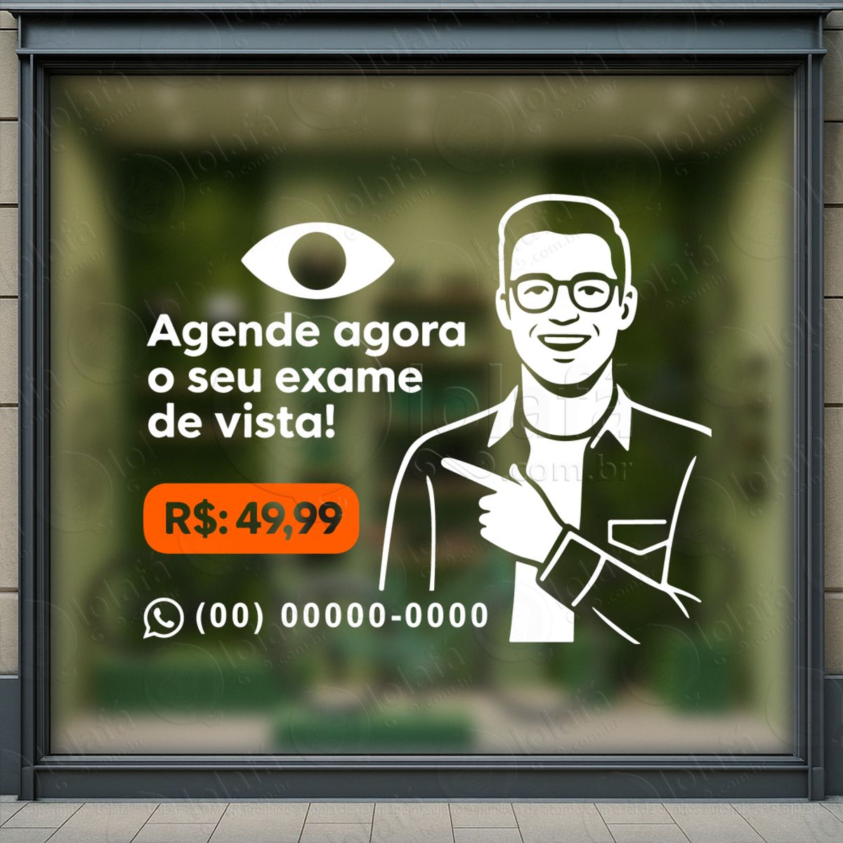 Fale Pouco, Venda Mais Adesivos Para Vitrine Ótica Mod:497