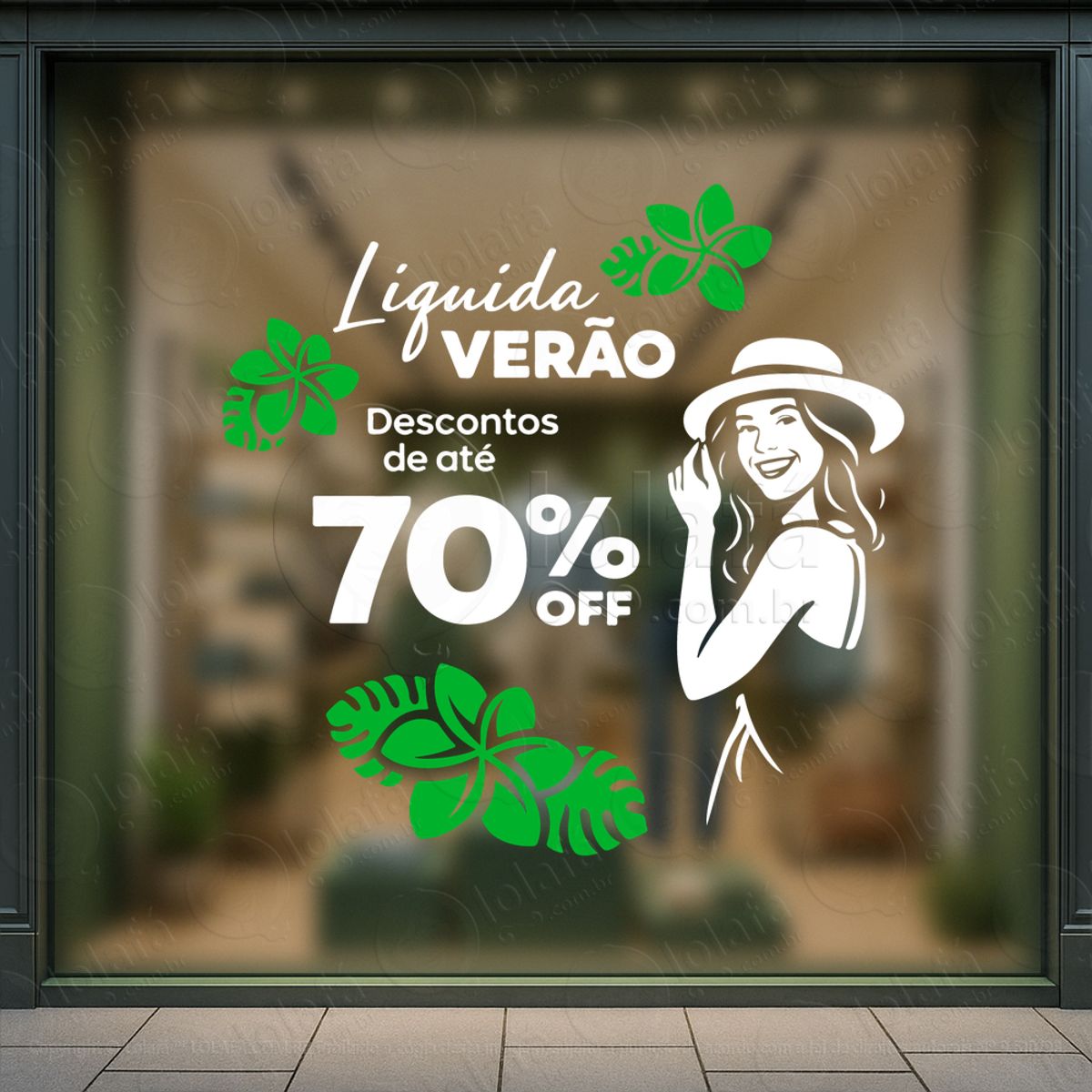 Liquida Verão Descontos Adesivos Para Vitrine Primavera Verão Mod:539