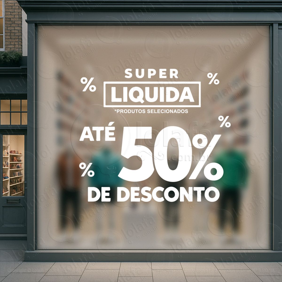 super liquida descontos loja adesivos para vitrine mod:560