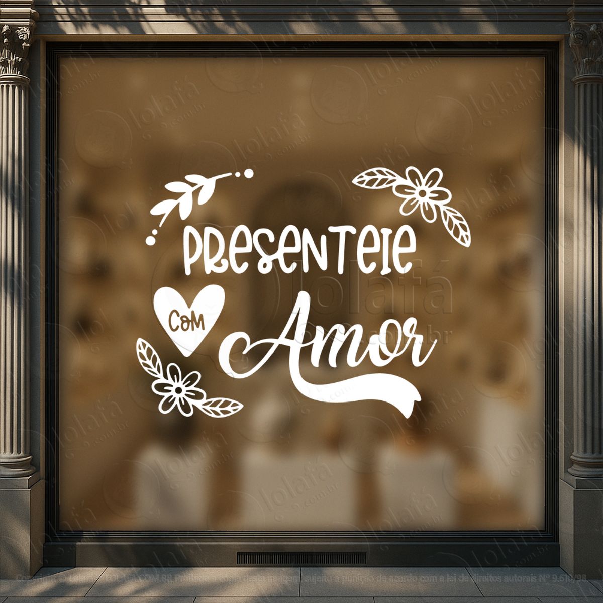 Presenteie Com Amor Decoração Loja Adesivos Para Vitrine Dia Dos Namorados Mod:603