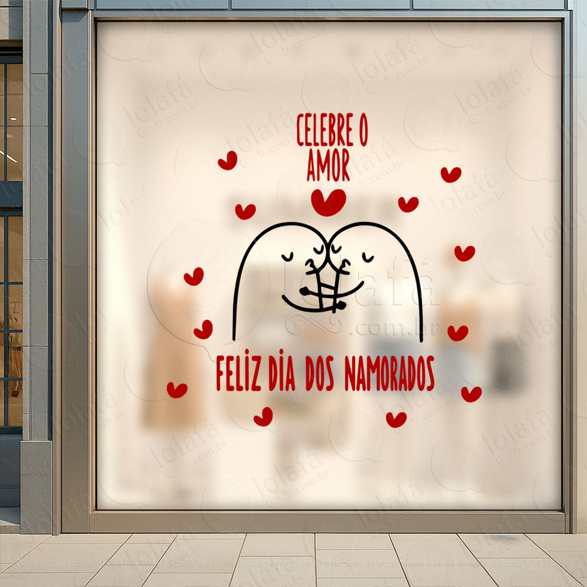 Celebre O Amor Decoração Loja Adesivos Para Vitrine Dia Dos Namorados Mod:626