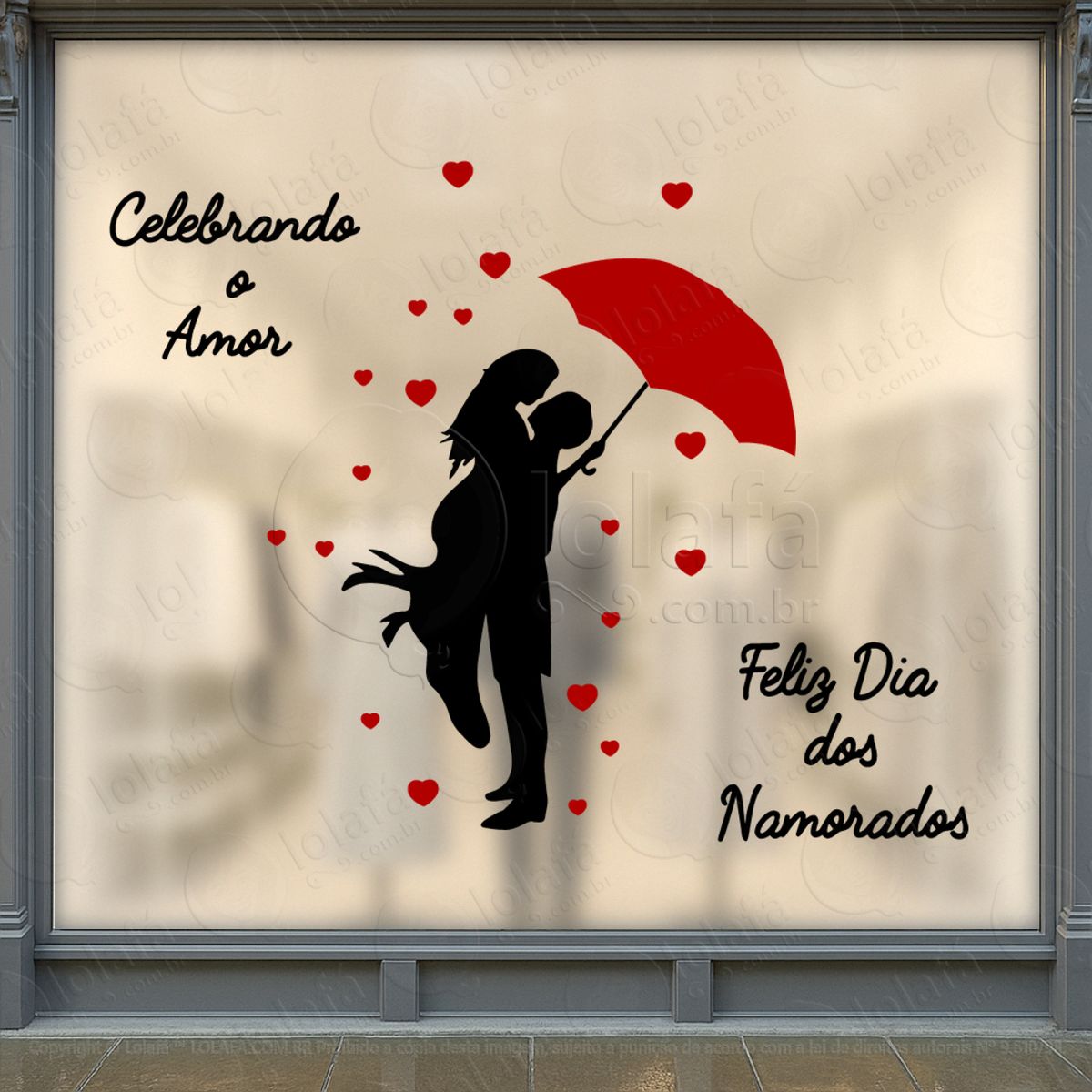 Celebrando O Amor Decoração Loja Adesivos Para Vitrine Dia Dos Namorados Mod:628