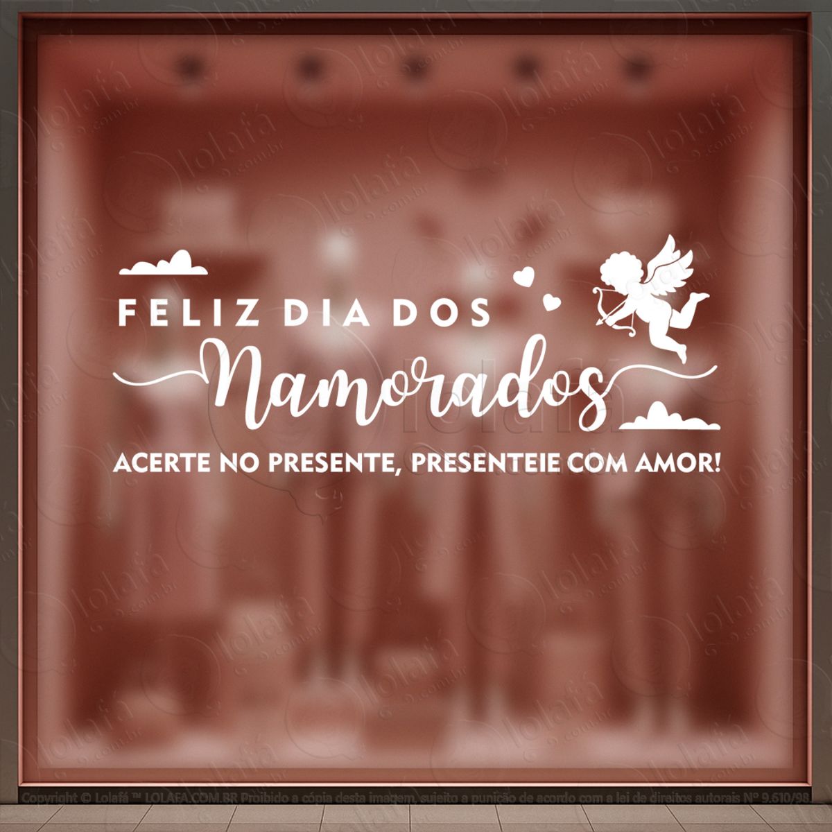 Presenteie Com Amor Decoração Loja Adesivos Para Vitrine Dia Dos Namorados Mod:651