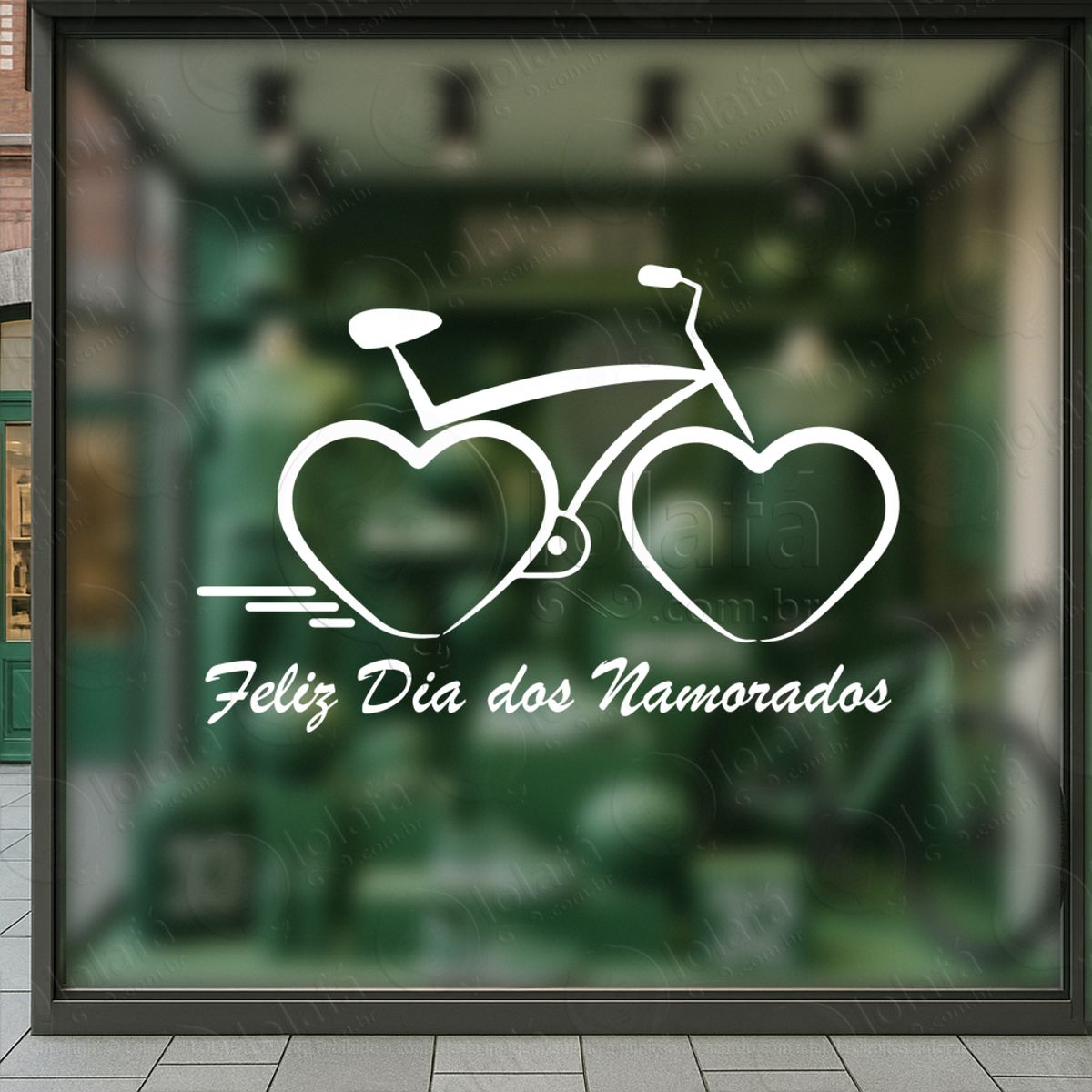 Feliz Dia Dos Namorados Loja Bicicleta Adesivos Para Vitrine Dia Dos Namorados Mod:655
