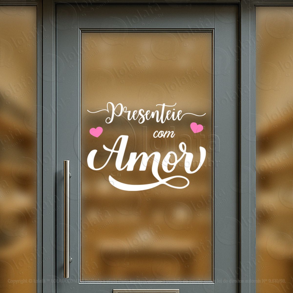Presenteie Com Amor Loja Fachada Adesivos Para Vitrine Dia Dos Namorados Mod:674