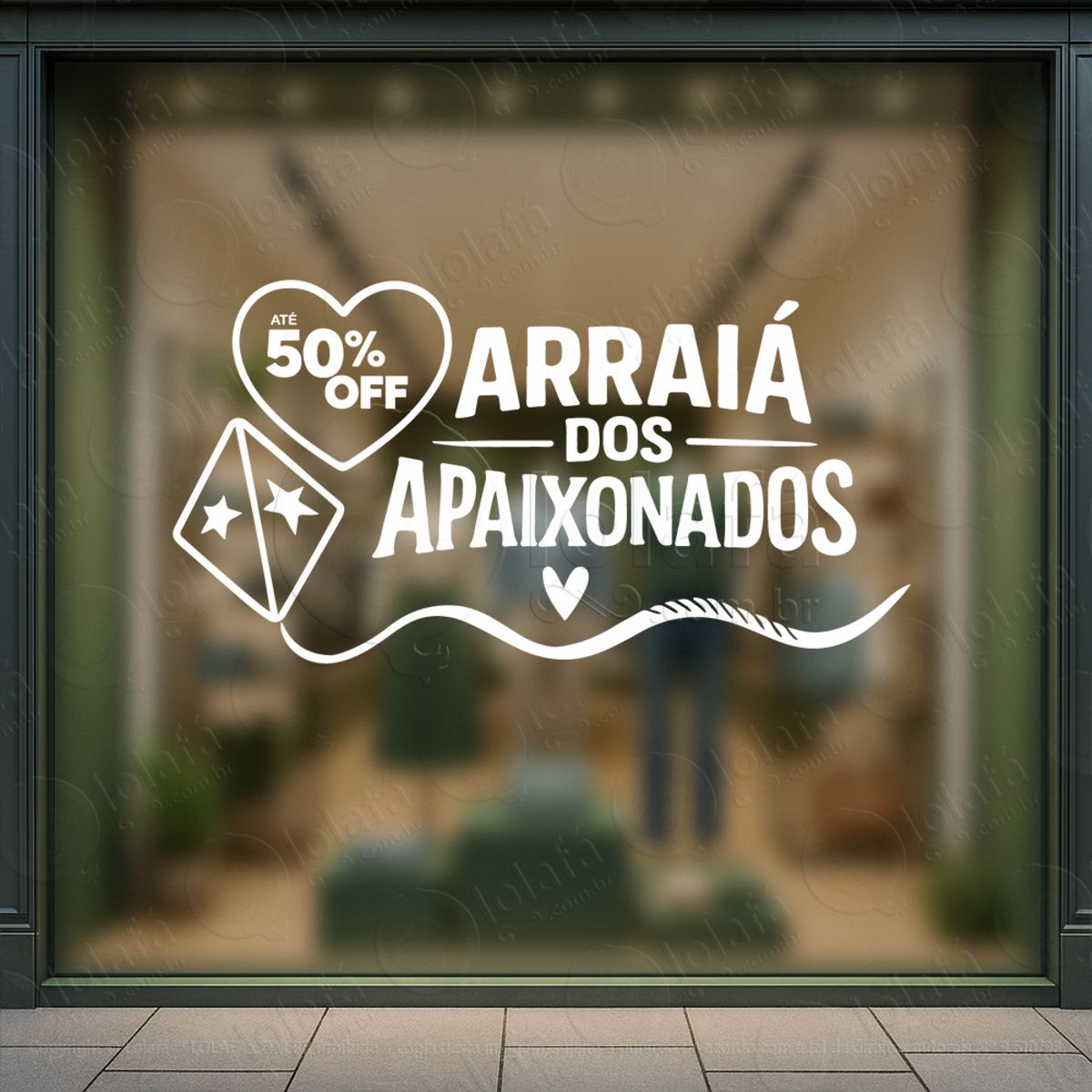 Arraiá dos Apaixonados Decoração Loja Adesivos Para Vitrine Dia Dos Namorados Mod:781