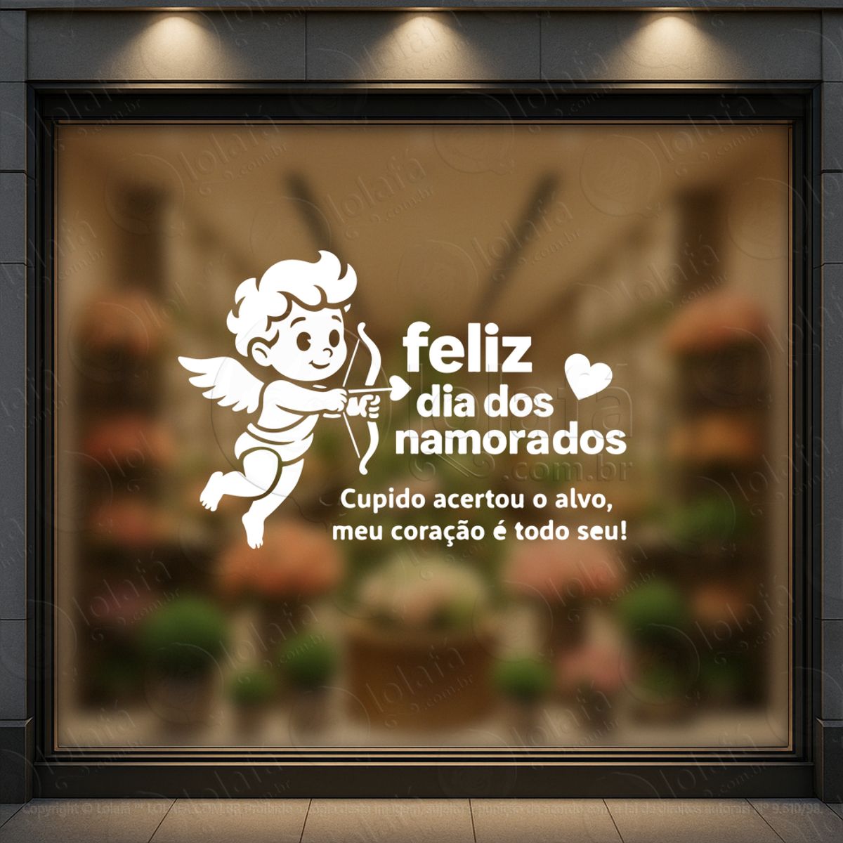 Cupido Dia Dos Namorados Decoração Loja Adesivos Para Vitrine Dia Dos Namorados Mod:796