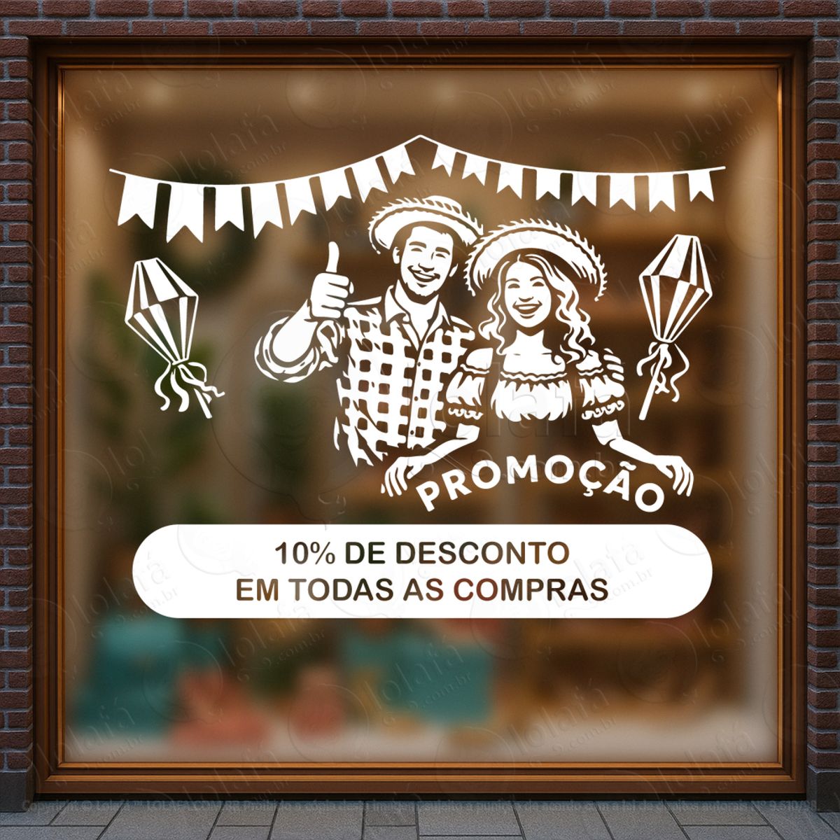 Promoção Arraiá do Amor Decoração Loja Adesivos Para Vitrine Dia Dos Namorados Mod:802