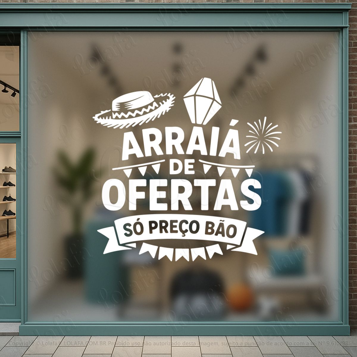 Arraiá São João de Ofertas Adesivos Para Vitrine Festa Junina Mod:826