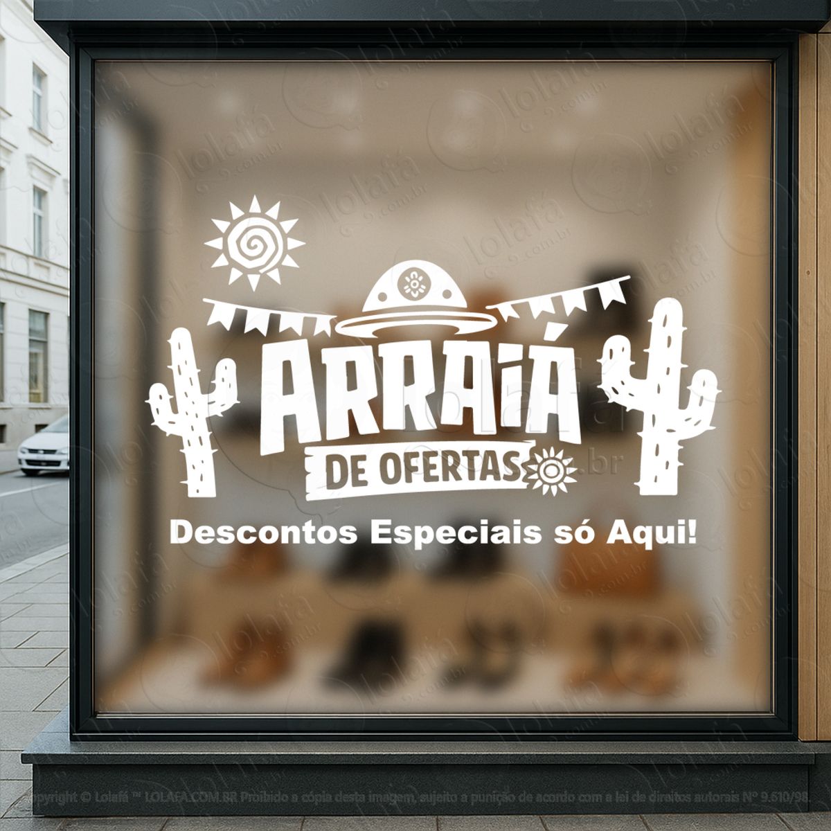 Arraiá São João de Ofertas Adesivos Para Vitrine Festa Junina Mod:830