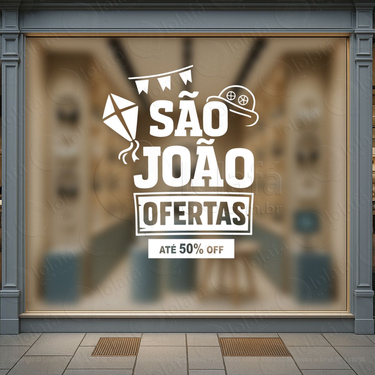 Arraiá São João de Ofertas Adesivos Para Vitrine Festa Junina Mod:840