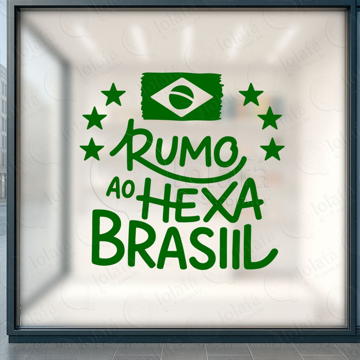 Rumo ao Hexa Brasil Adesivos Para Vitrine Copa Mod:861